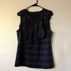Banana Republic Ruffle Bodice Textured Plaid Top | Size 14